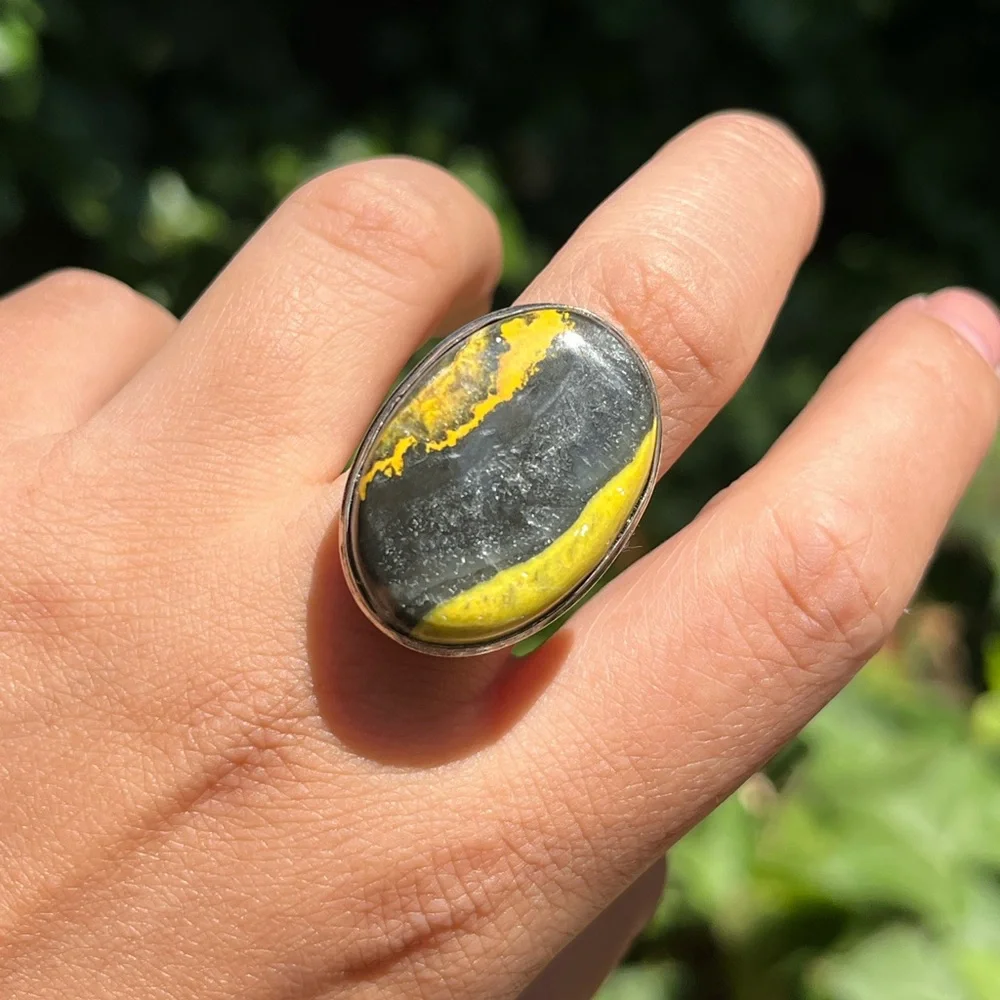 Size 8.25 925 solver plated‎ bumblebee Jasper ring